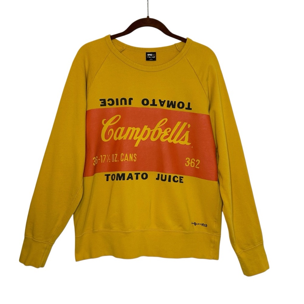 Uniqlo‎ Andy Warhol Campbell’s Sweatshirt Pop Art Graphic Mustard Yellow Small
